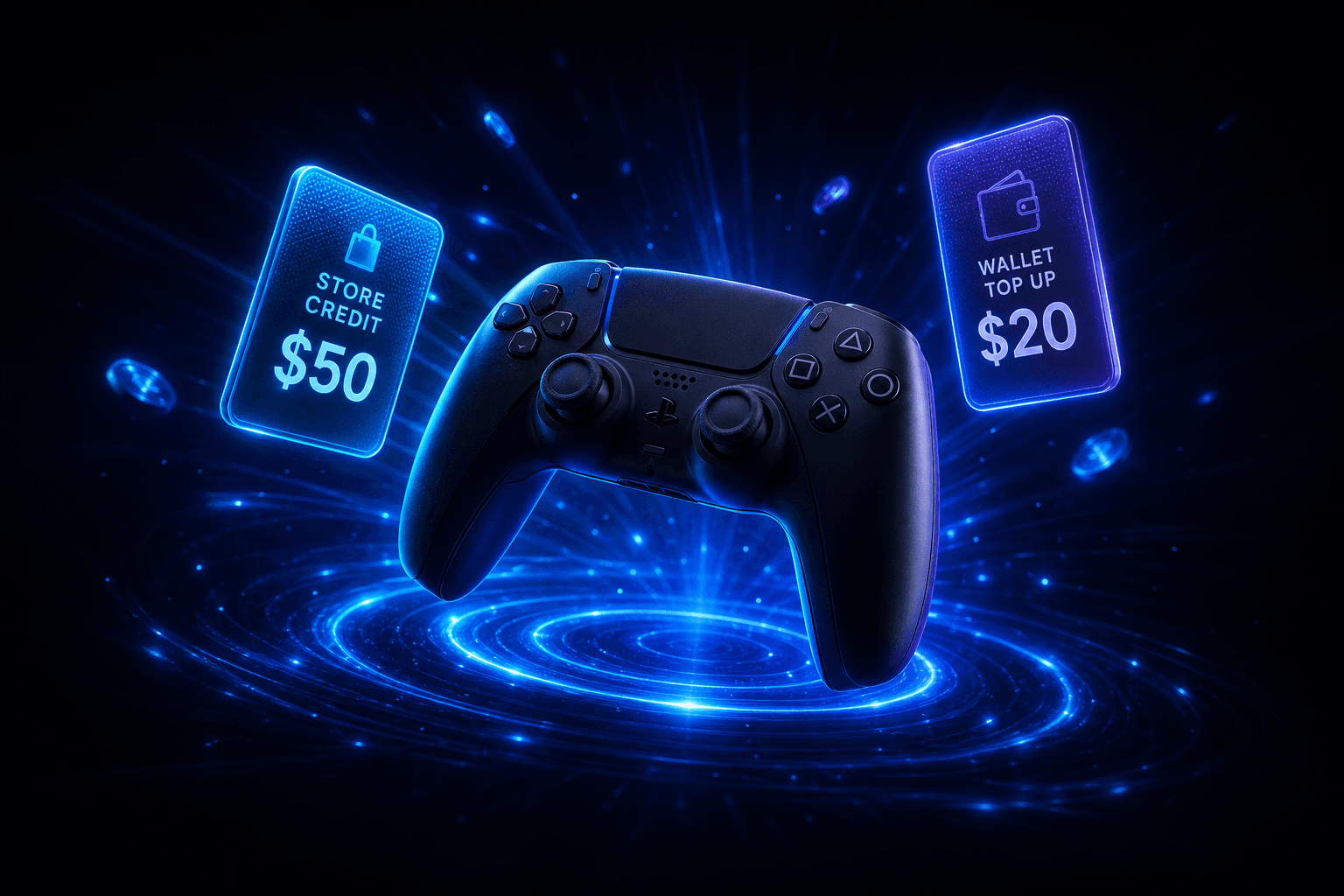 Gaming controller and digital gift cards